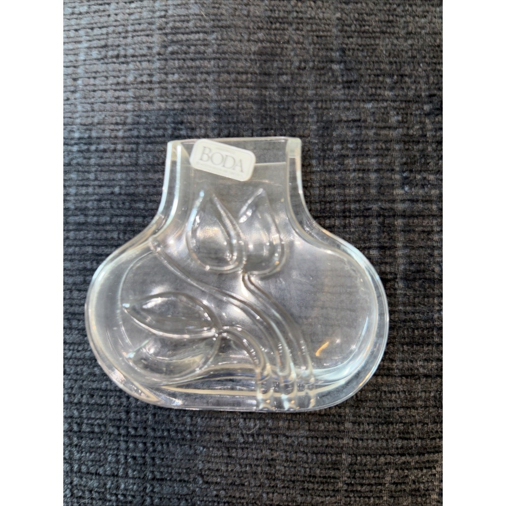 Vtg Kosta Boda Raised Tulip Vase Scandinavian Design Sweden 3"
